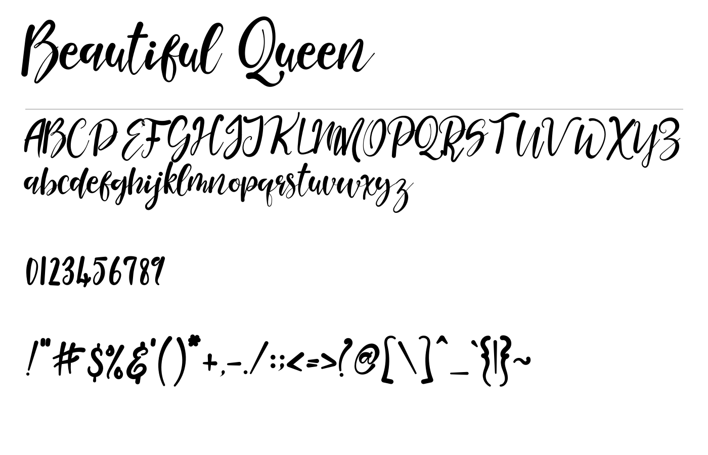 Beautiful Queen Font preview
