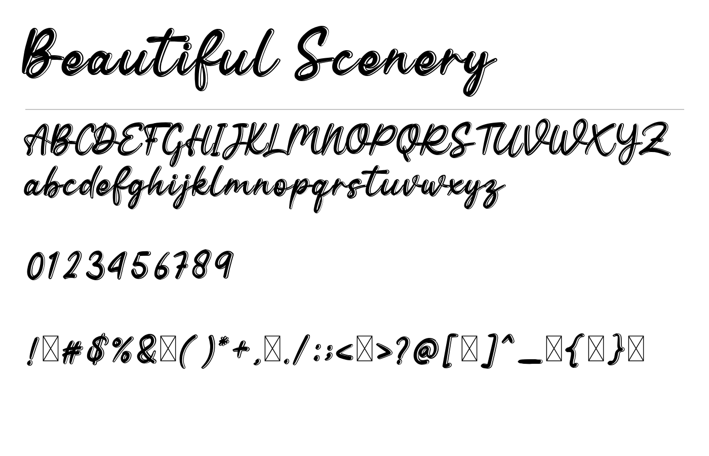 Beautiful Scenery Font preview