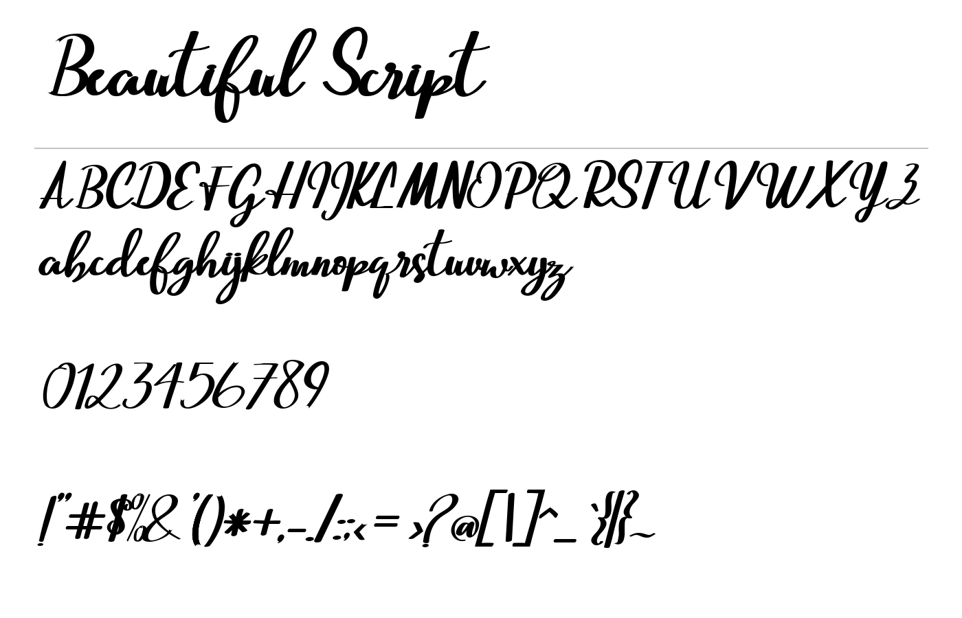Beautiful Script Font preview