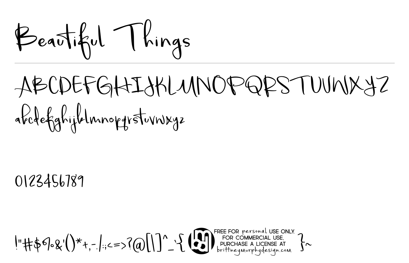 Beautiful Things Font preview