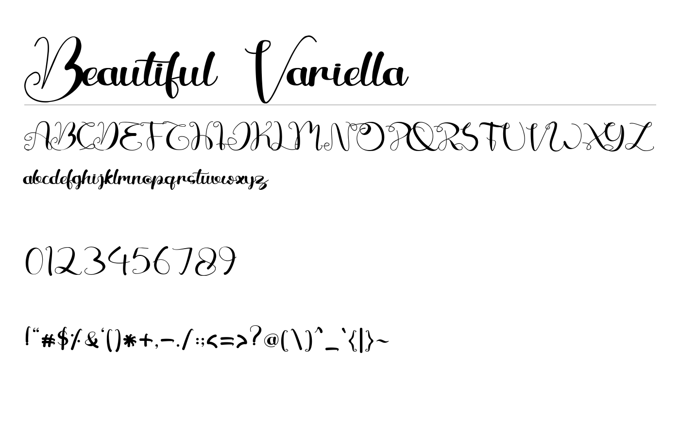 Beautiful Variella Font preview