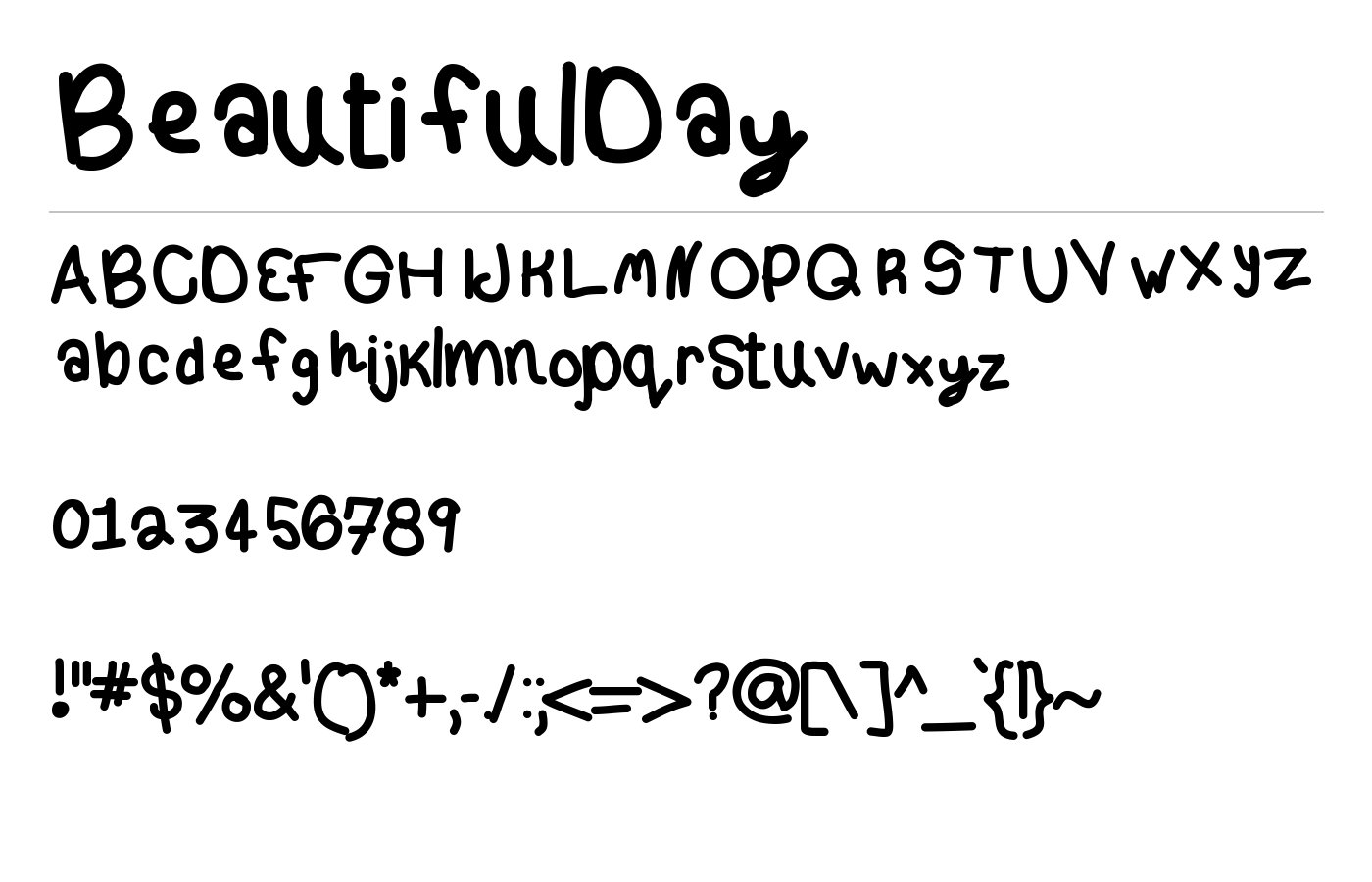 BeautifulDay Font preview