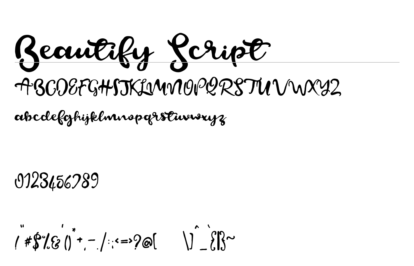 Beautify Script Font preview
