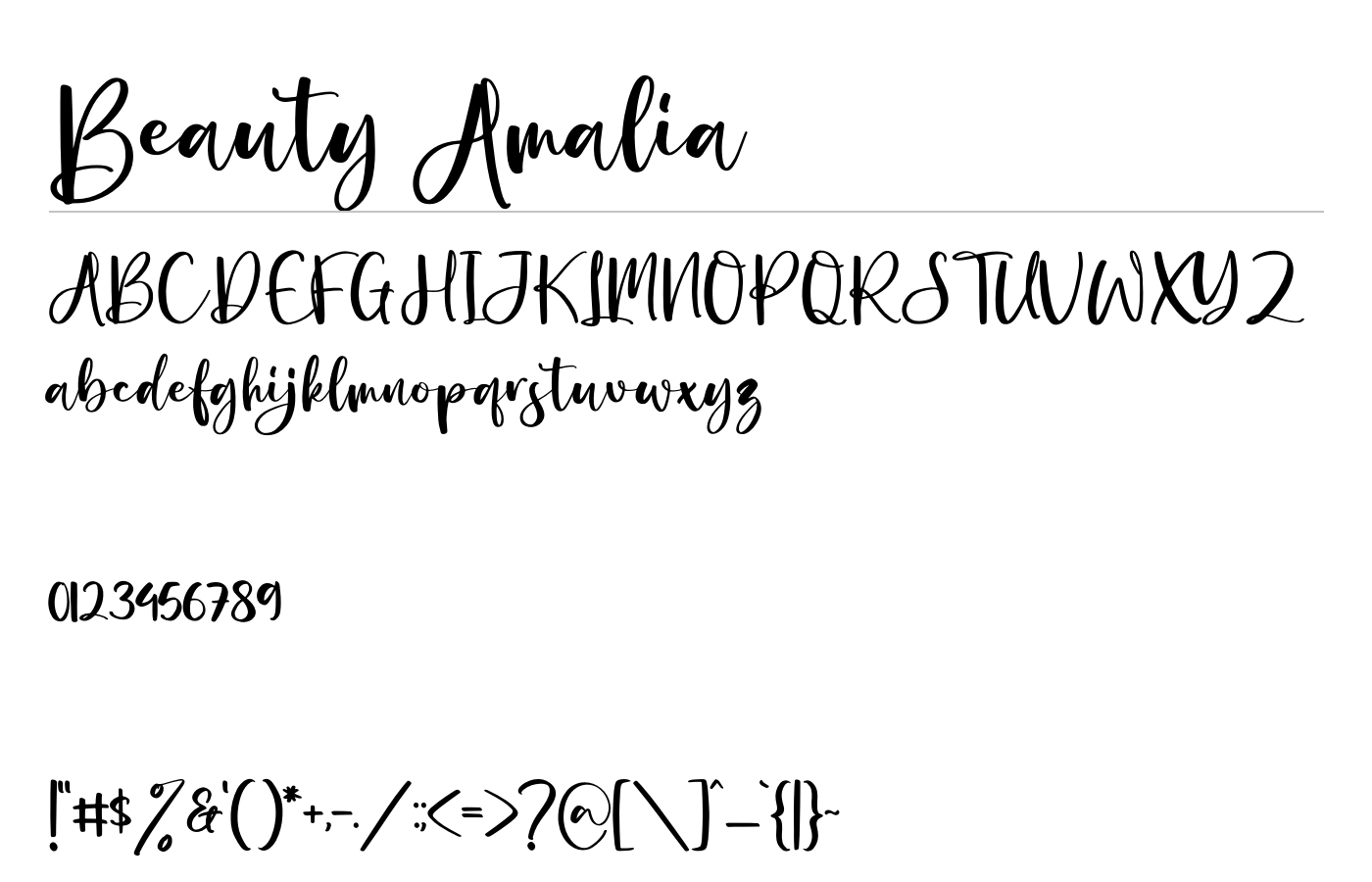 Beauty Amalia Font preview