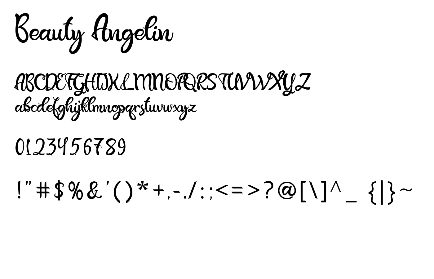 Beauty Angelin Font preview