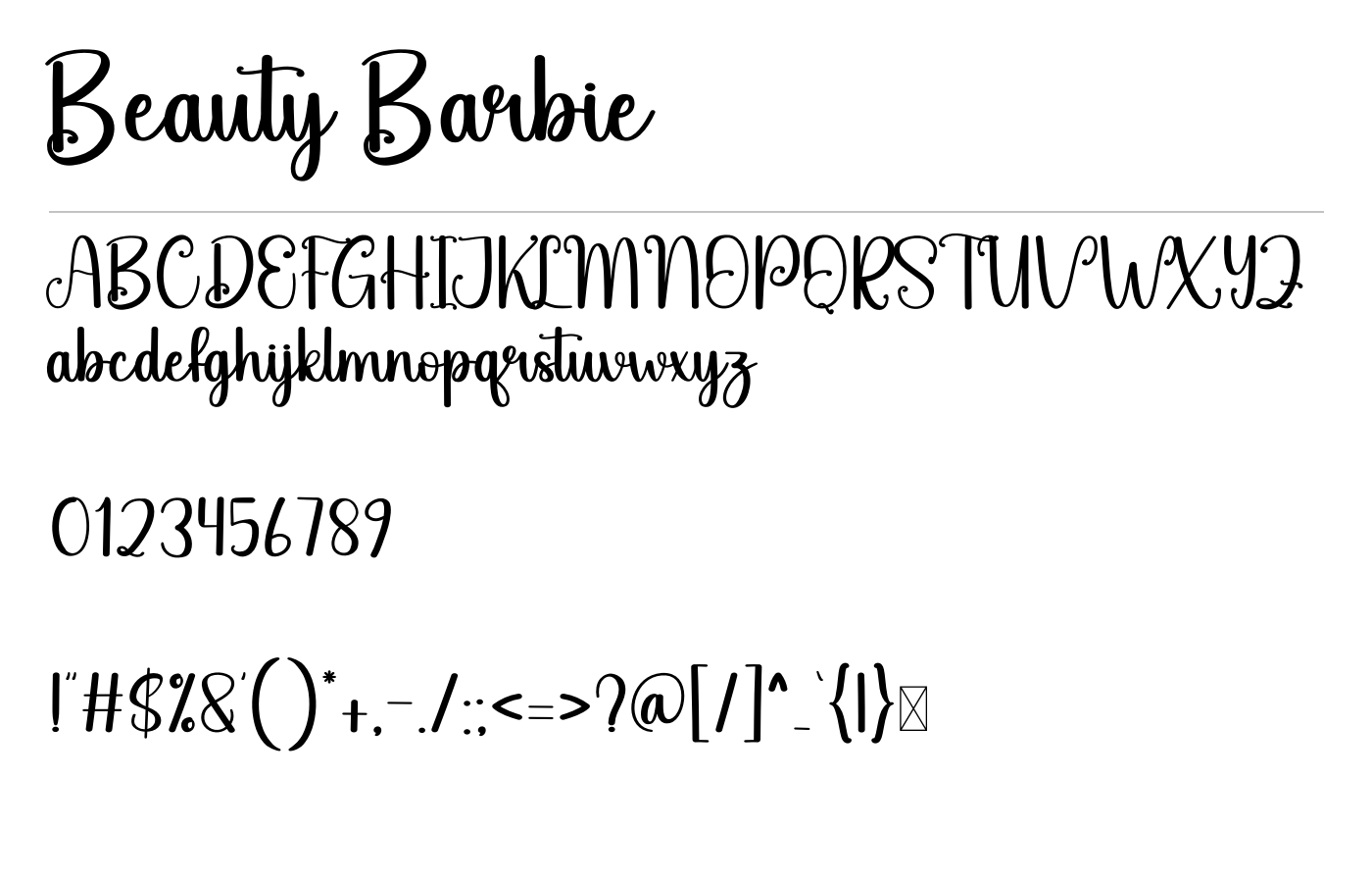 Beauty Barbie Font preview