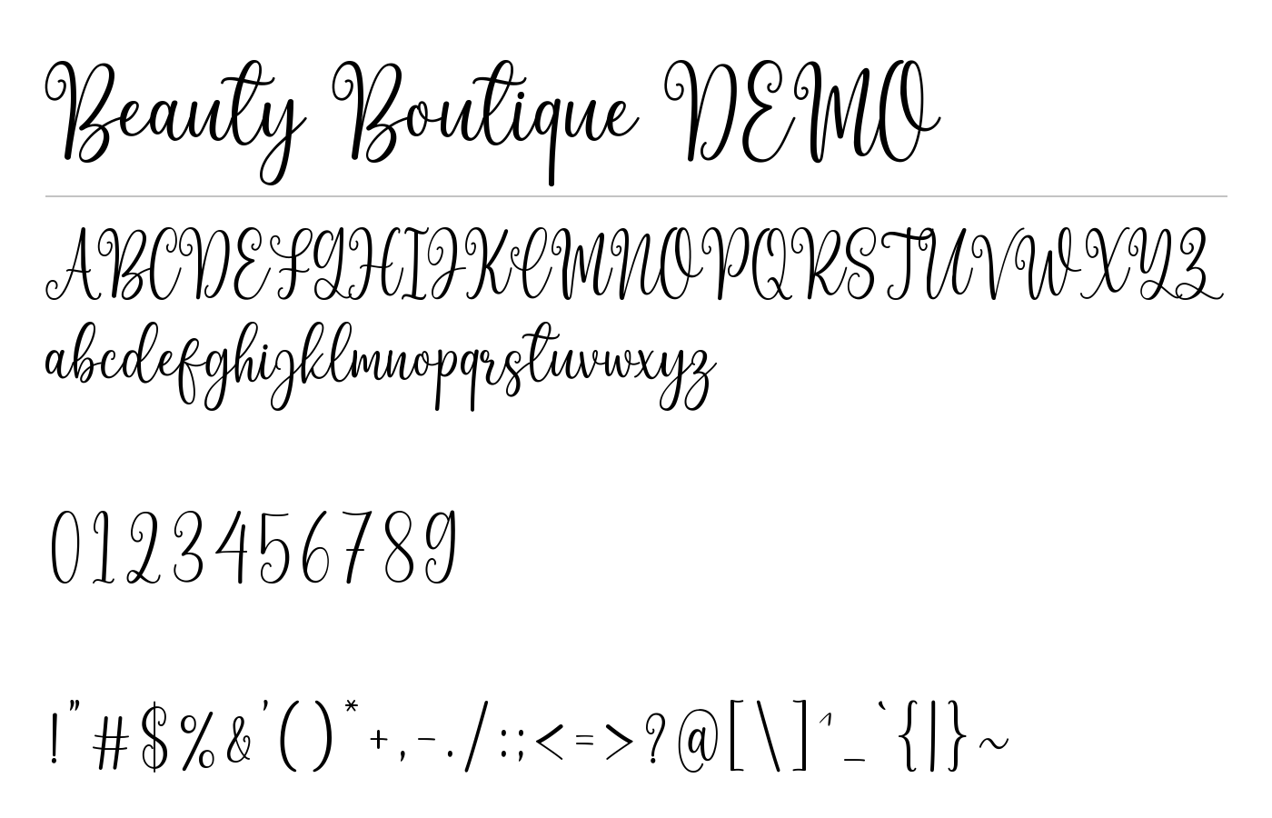 Beauty Boutique DEMO Font preview