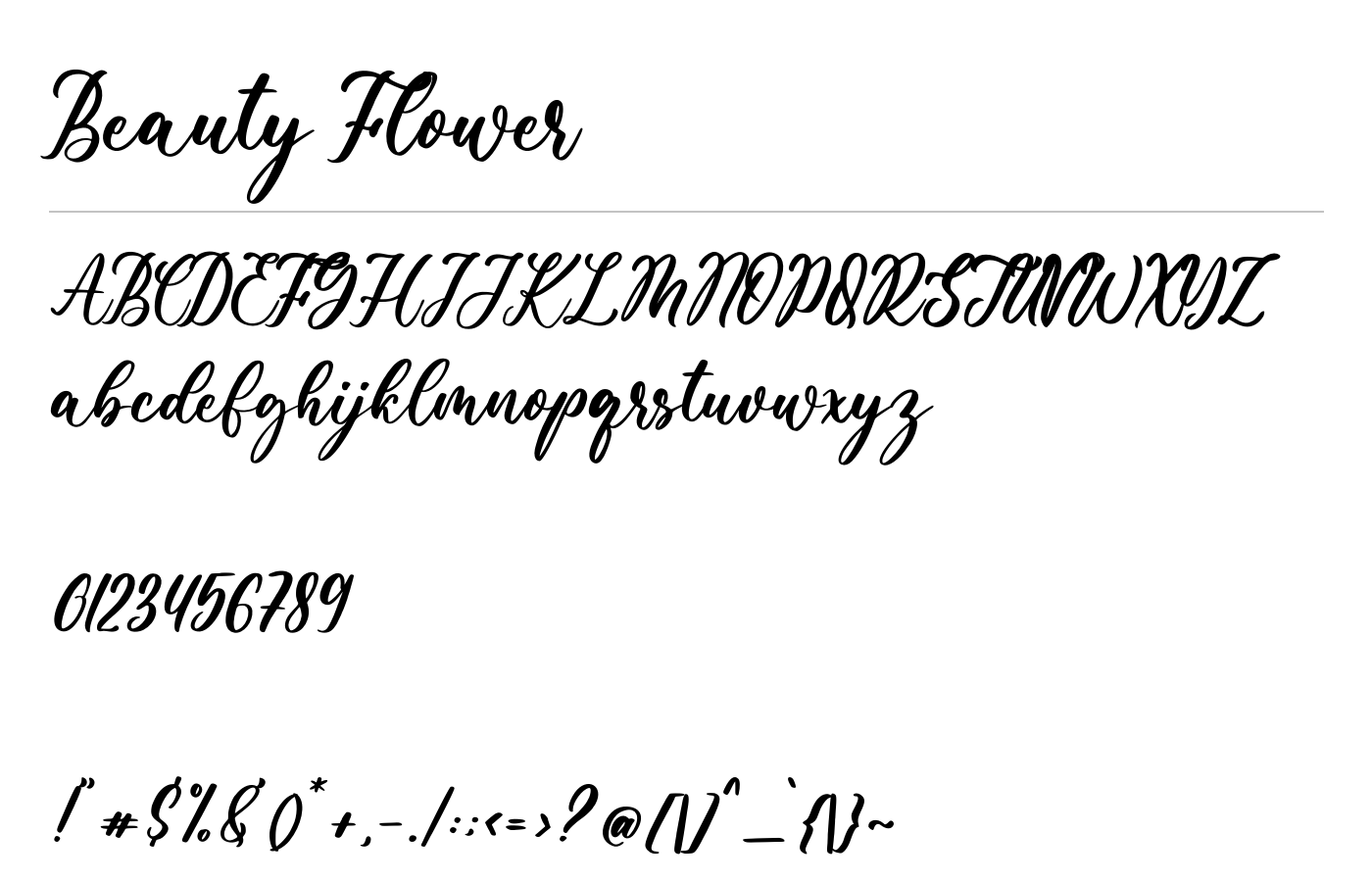 Beauty Flower Font preview