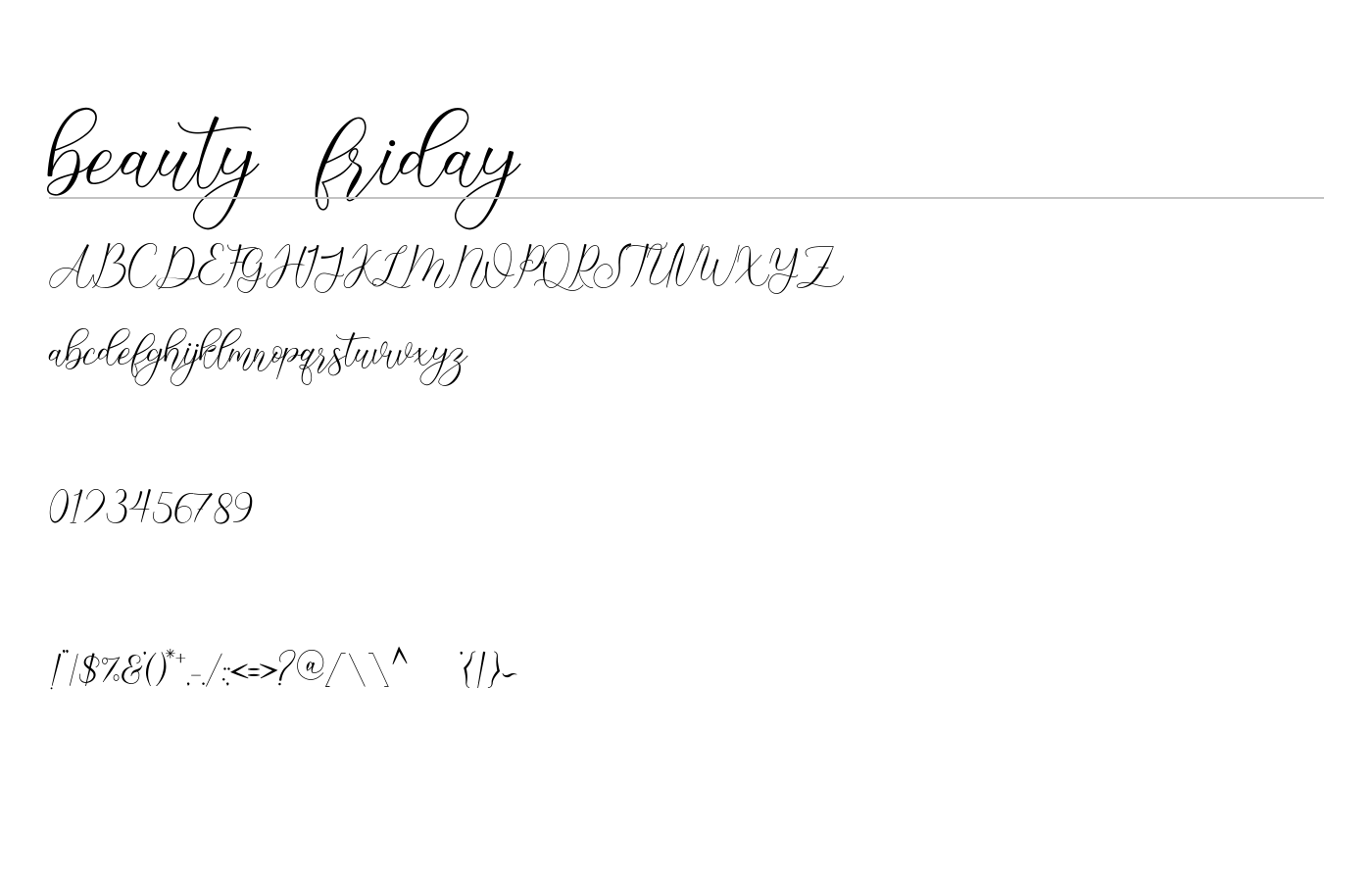 beauty friday Font preview