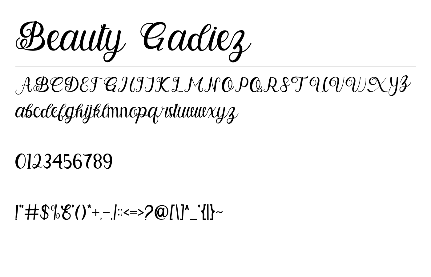 Beauty Gadiez Font preview
