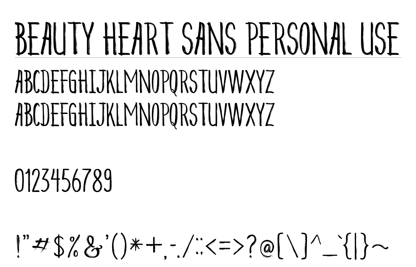 Beauty Heart Sans Personal Use Font preview