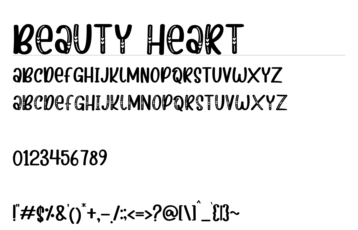Beauty heart Font preview