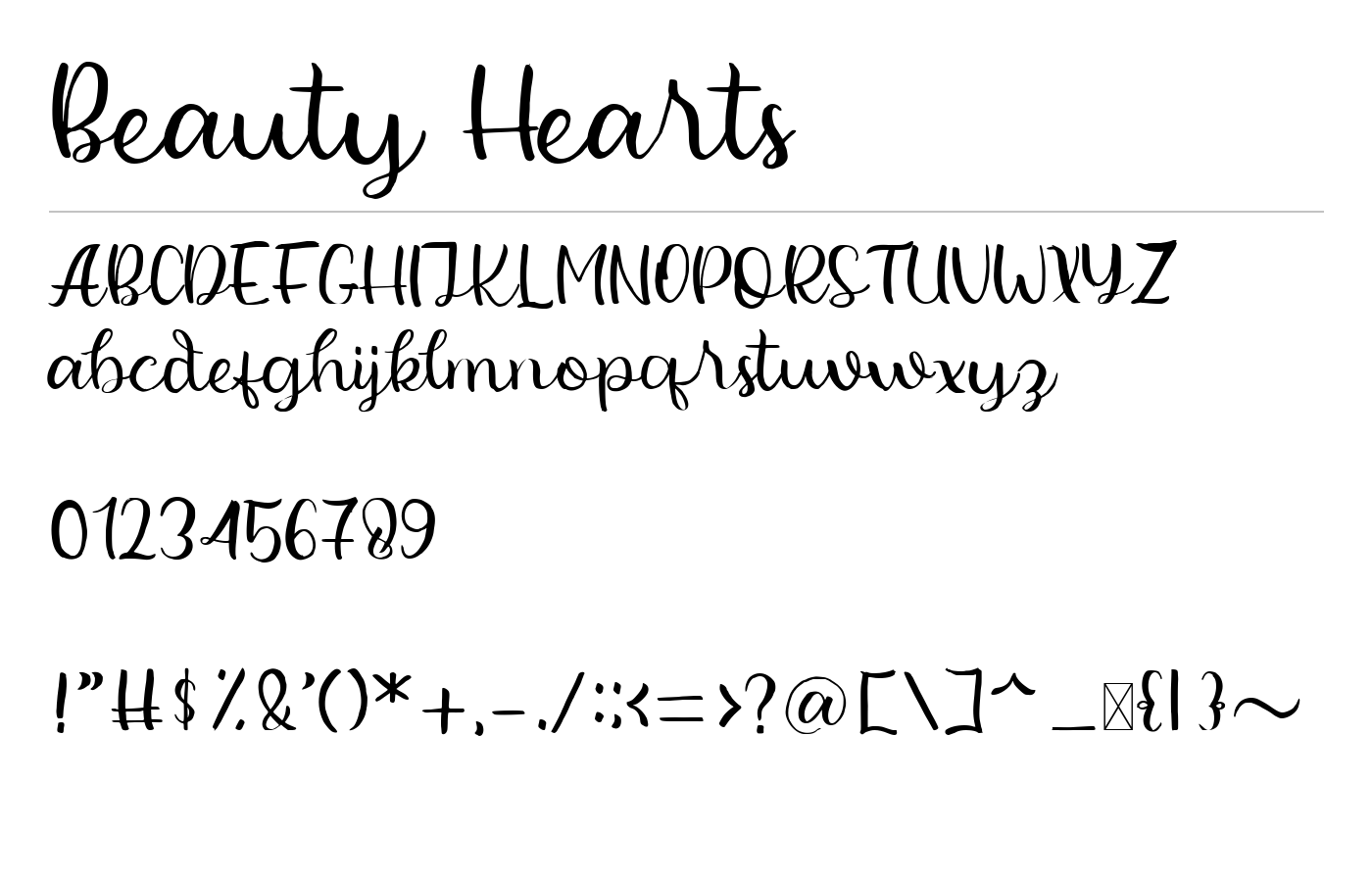 Beauty Hearts Font preview