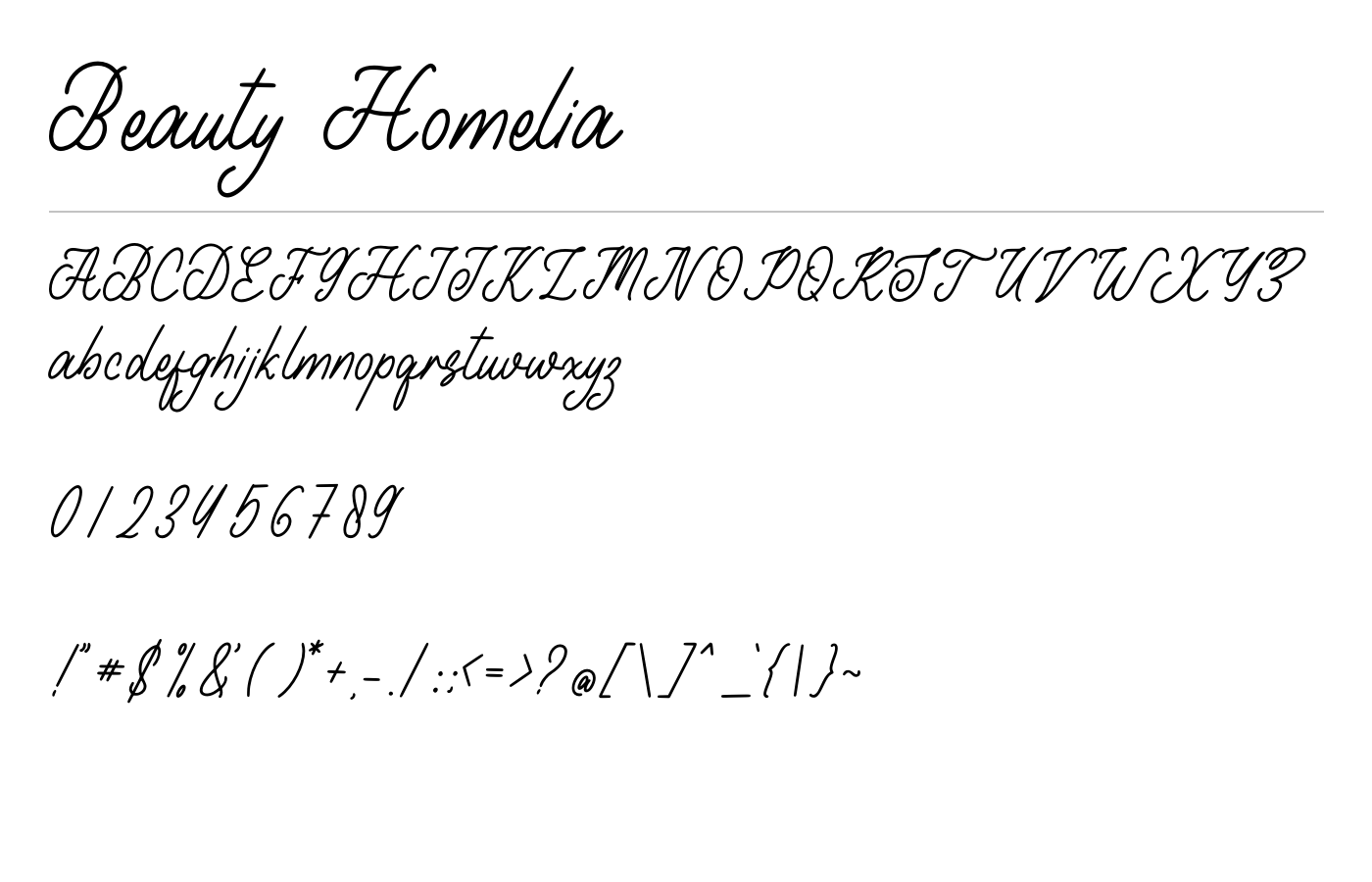 Beauty Homelia Font preview
