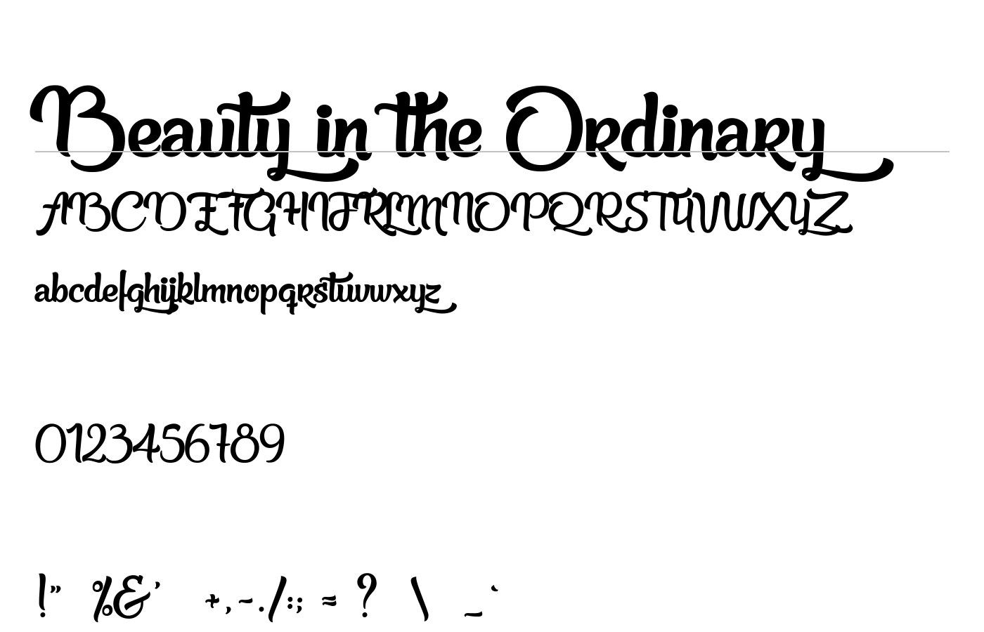 Beauty in the Ordinary Font preview