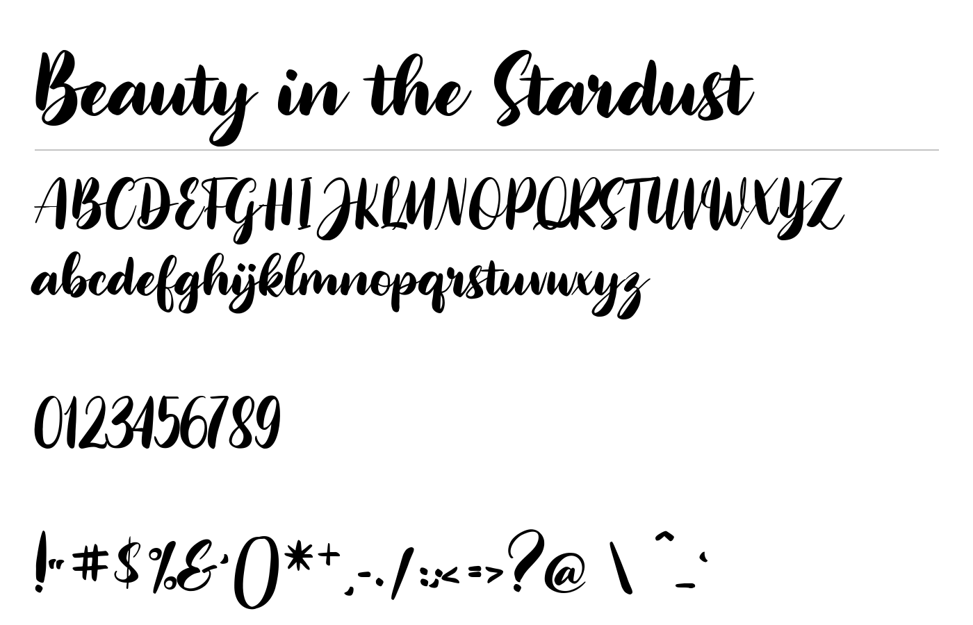 Beauty in the Stardust Font preview