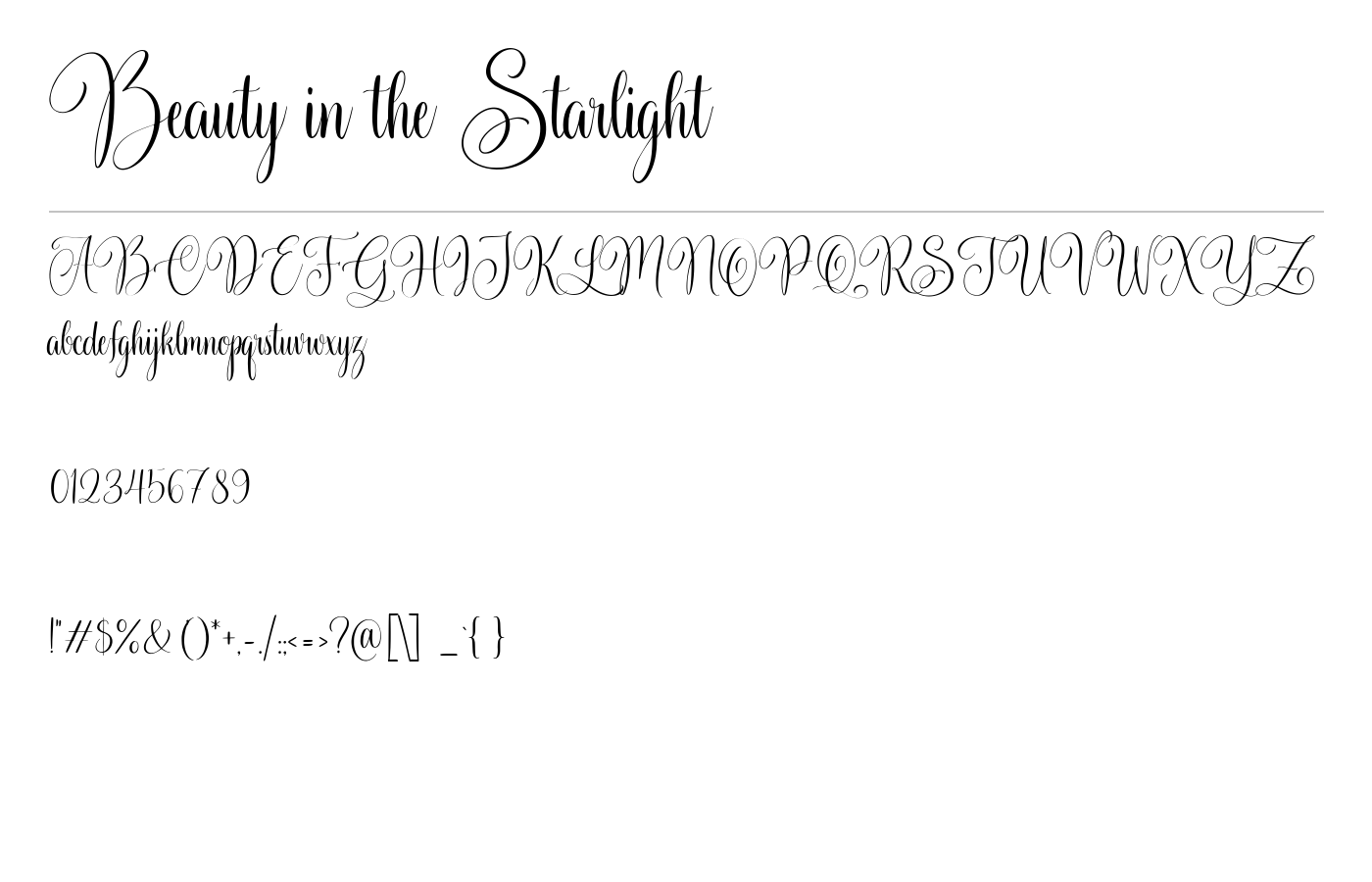 Beauty in the Starlight Font preview