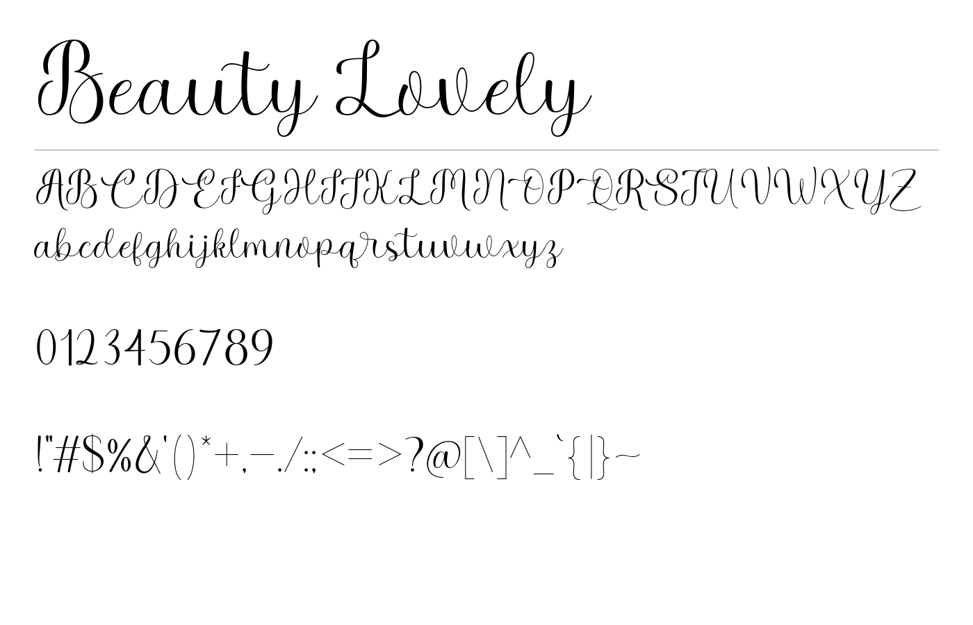 Beauty Lovely Font preview
