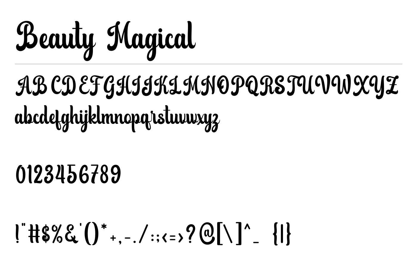 Beauty Magical Font preview