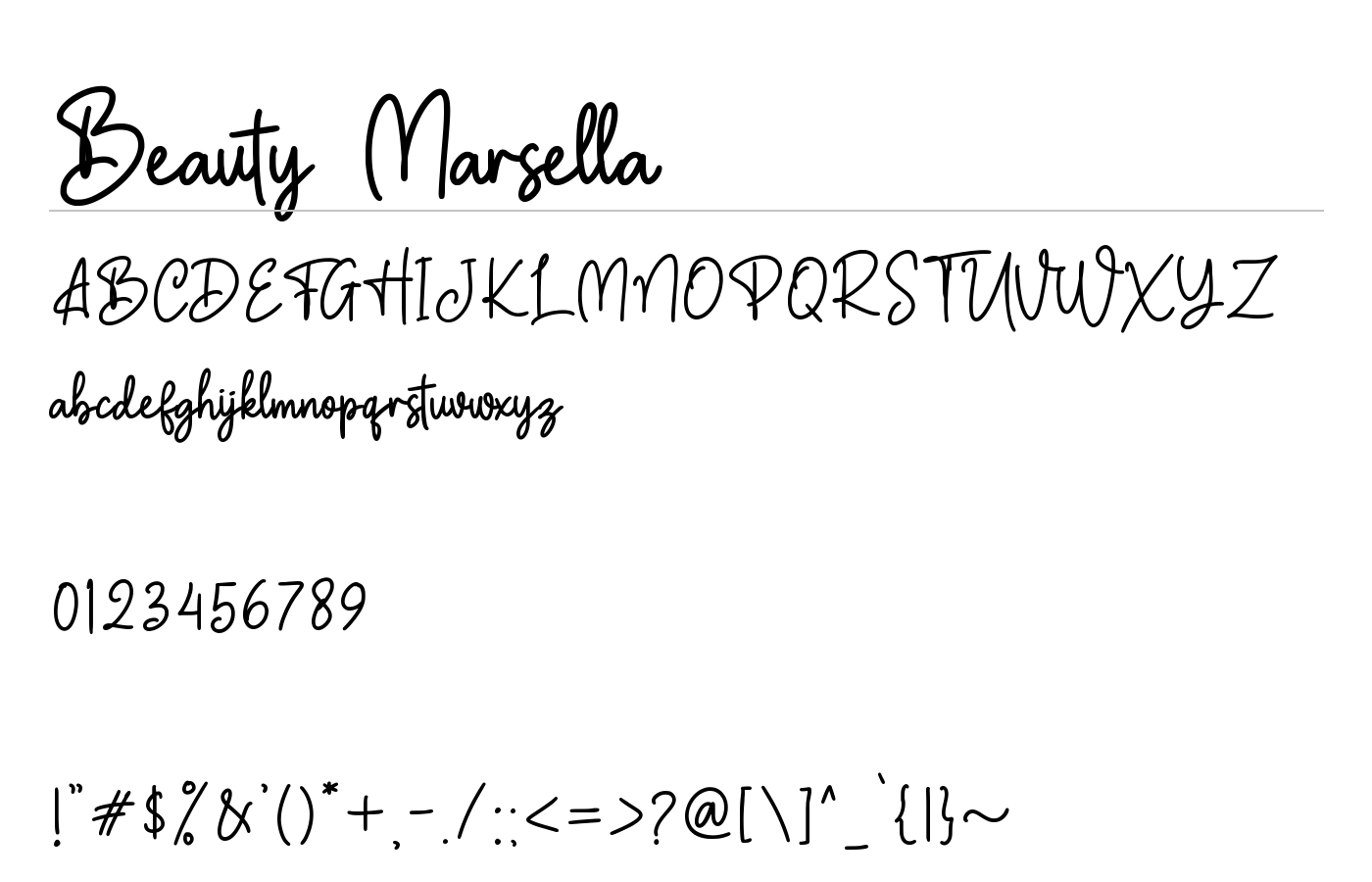 Beauty Marsella Font preview