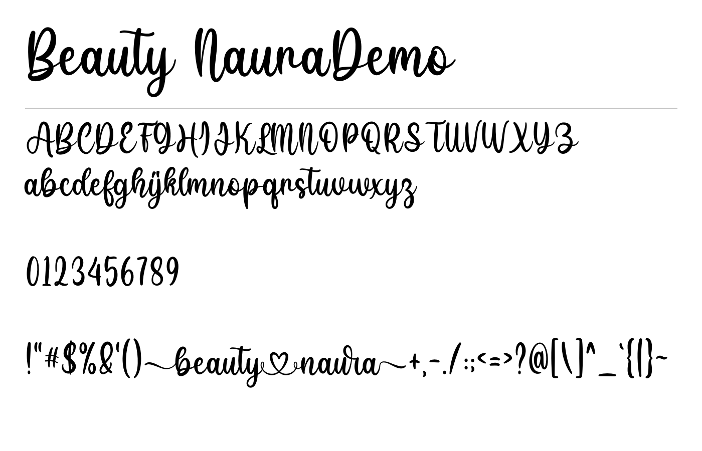Beauty NauraDemo Font preview