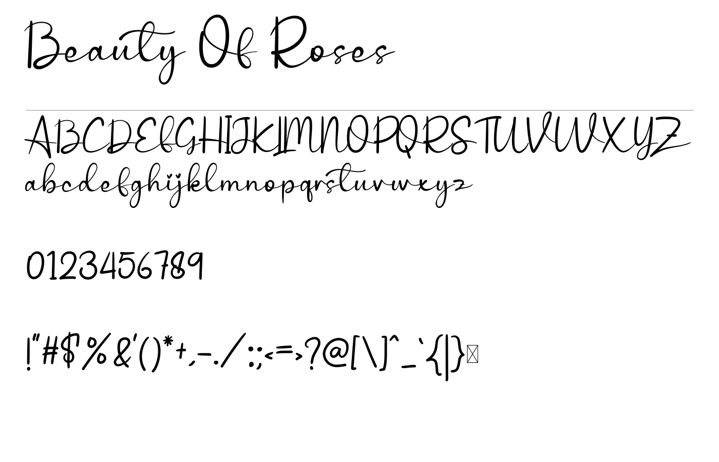 Beauty Of Roses Font preview