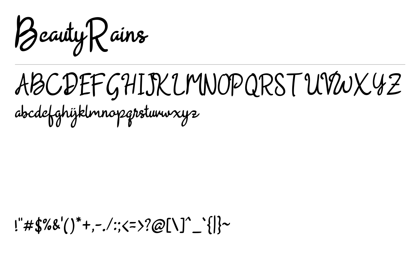 BeautyRains Font preview