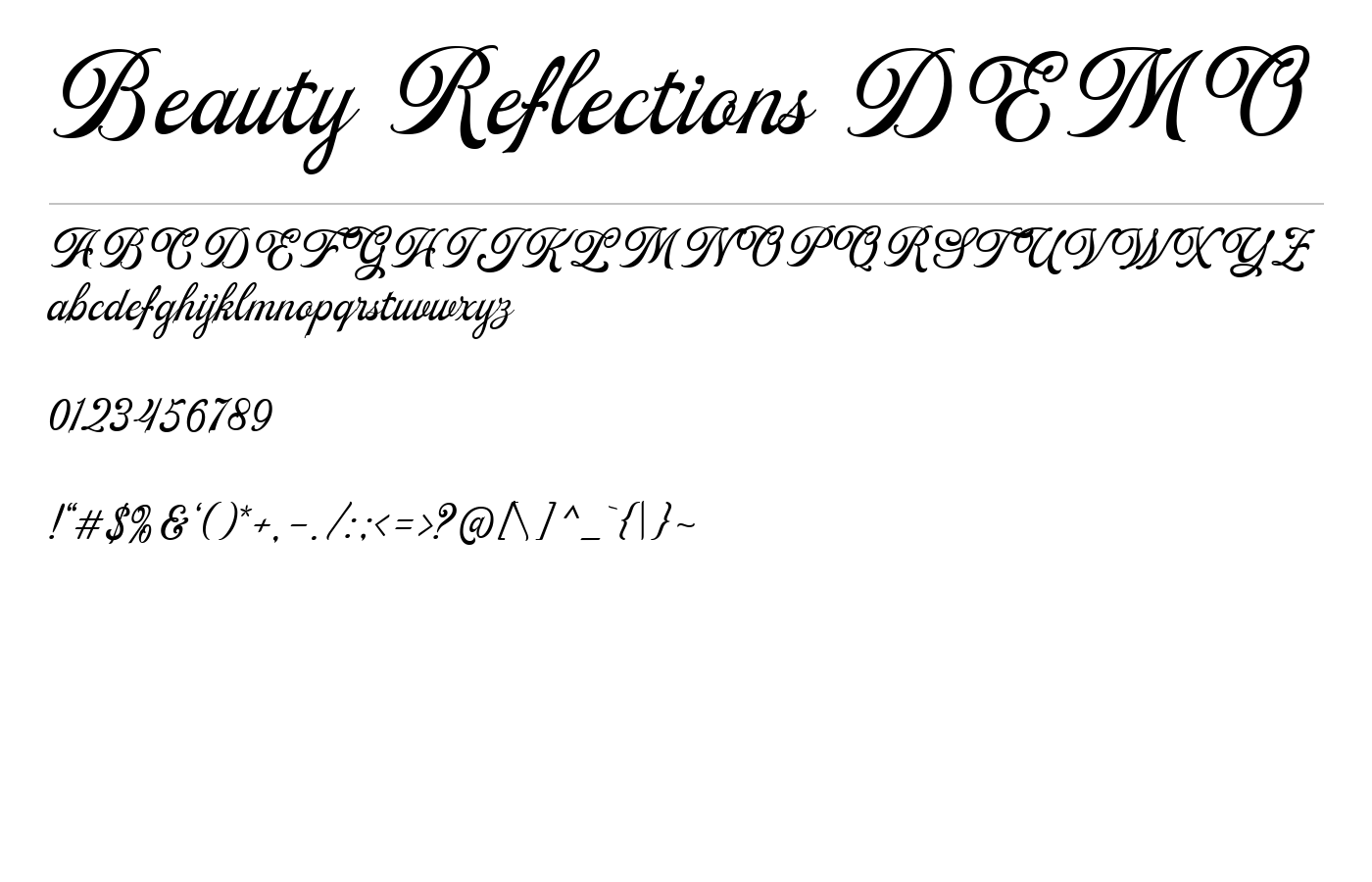 Beauty Reflections DEMO Font preview