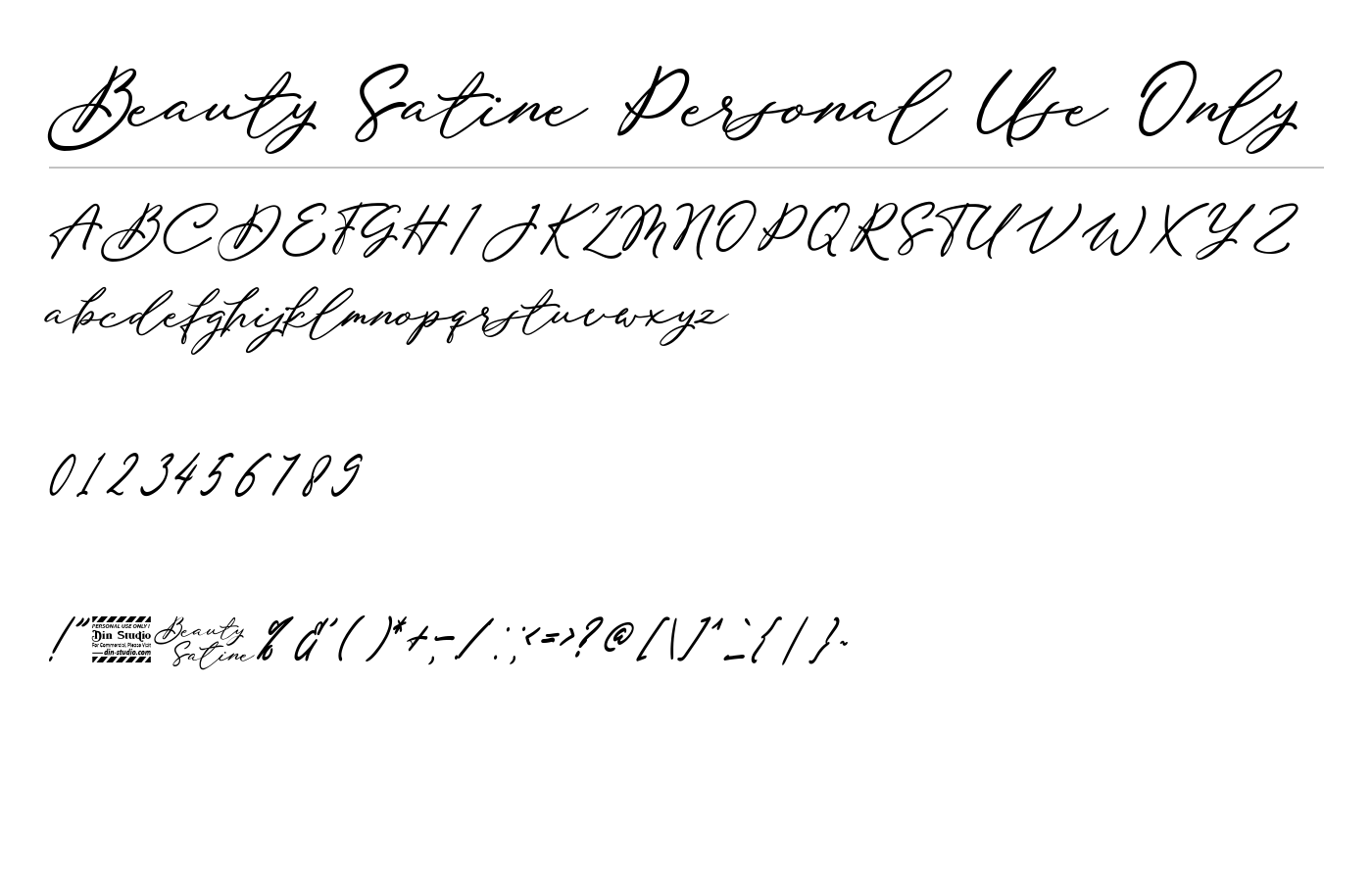 Beauty Satine Personal Use Only Font preview