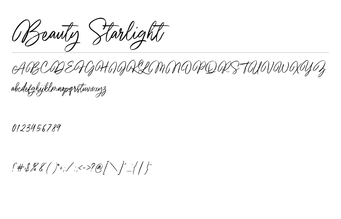 Beauty Starlight Font preview