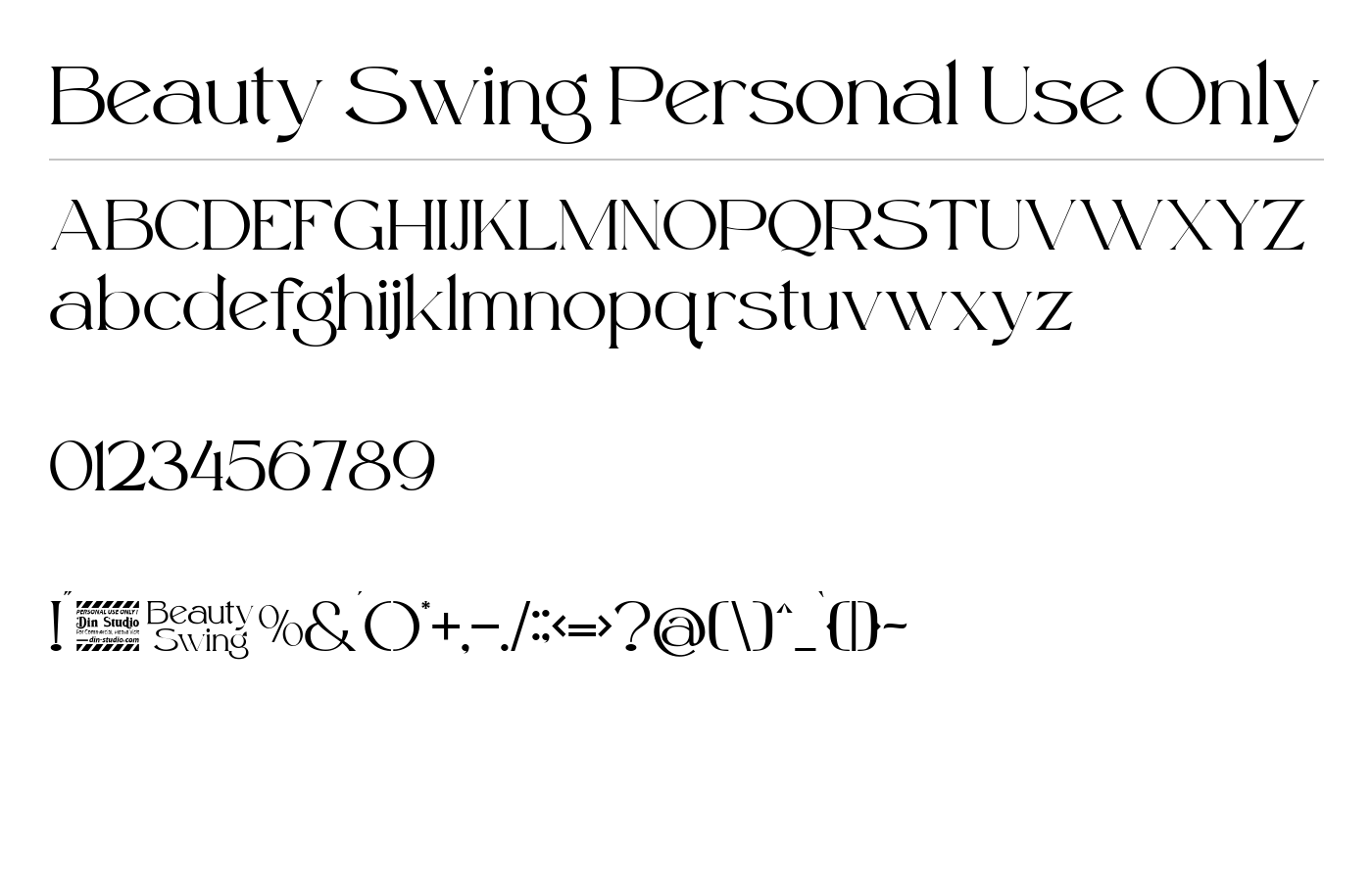 Beauty Swing Personal Use Only Font preview
