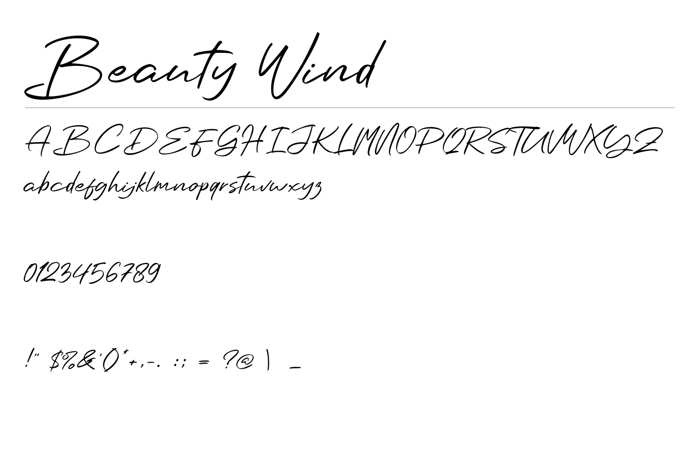 Beauty Wind Font preview