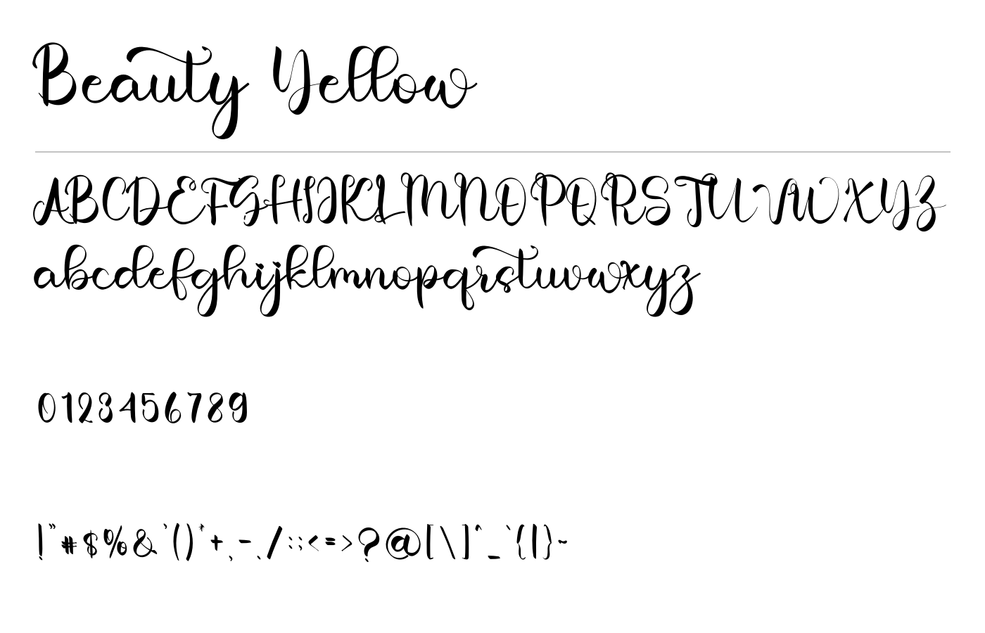 Beauty Yellow Font preview