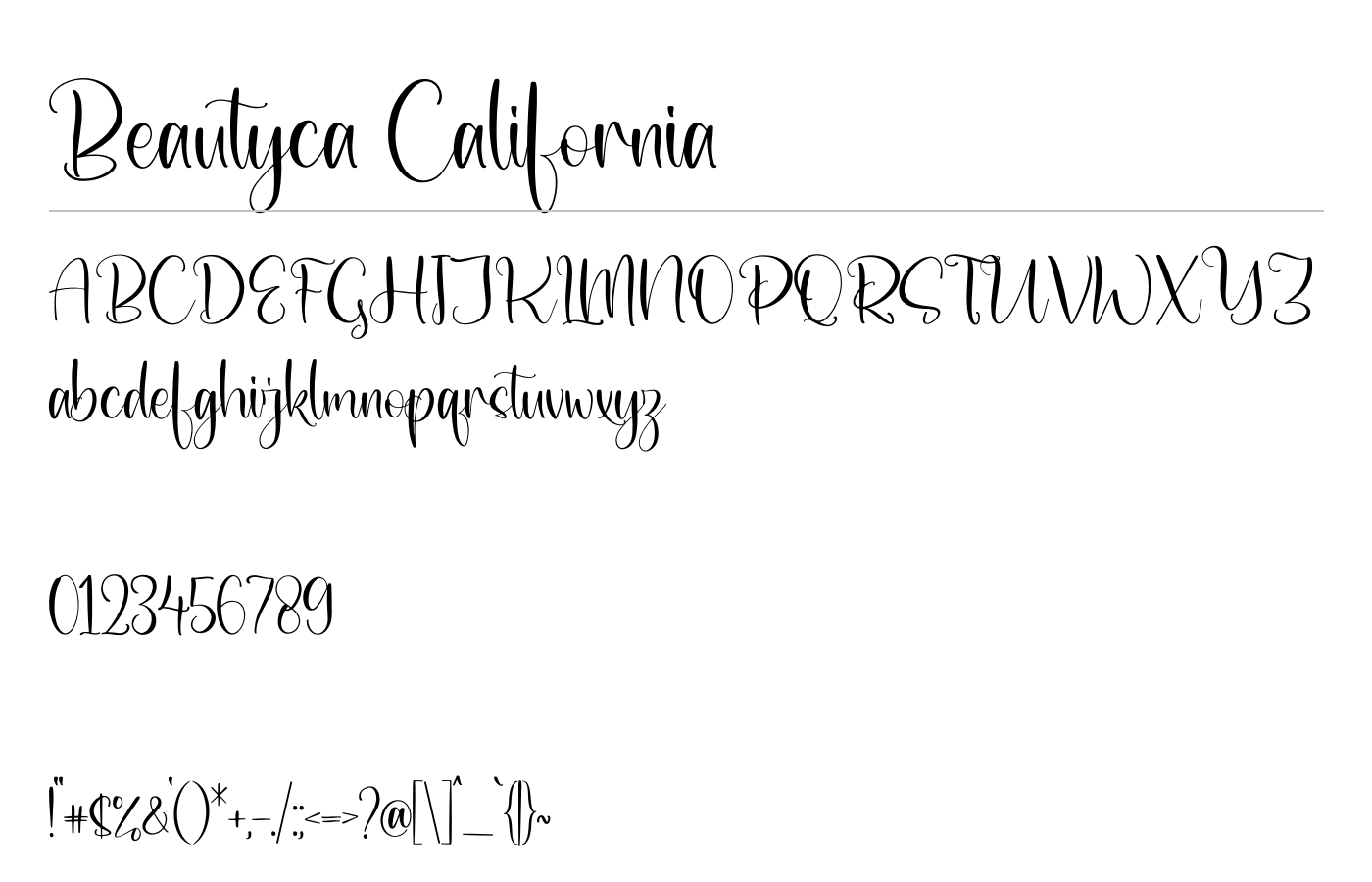 Beautyca California Font preview