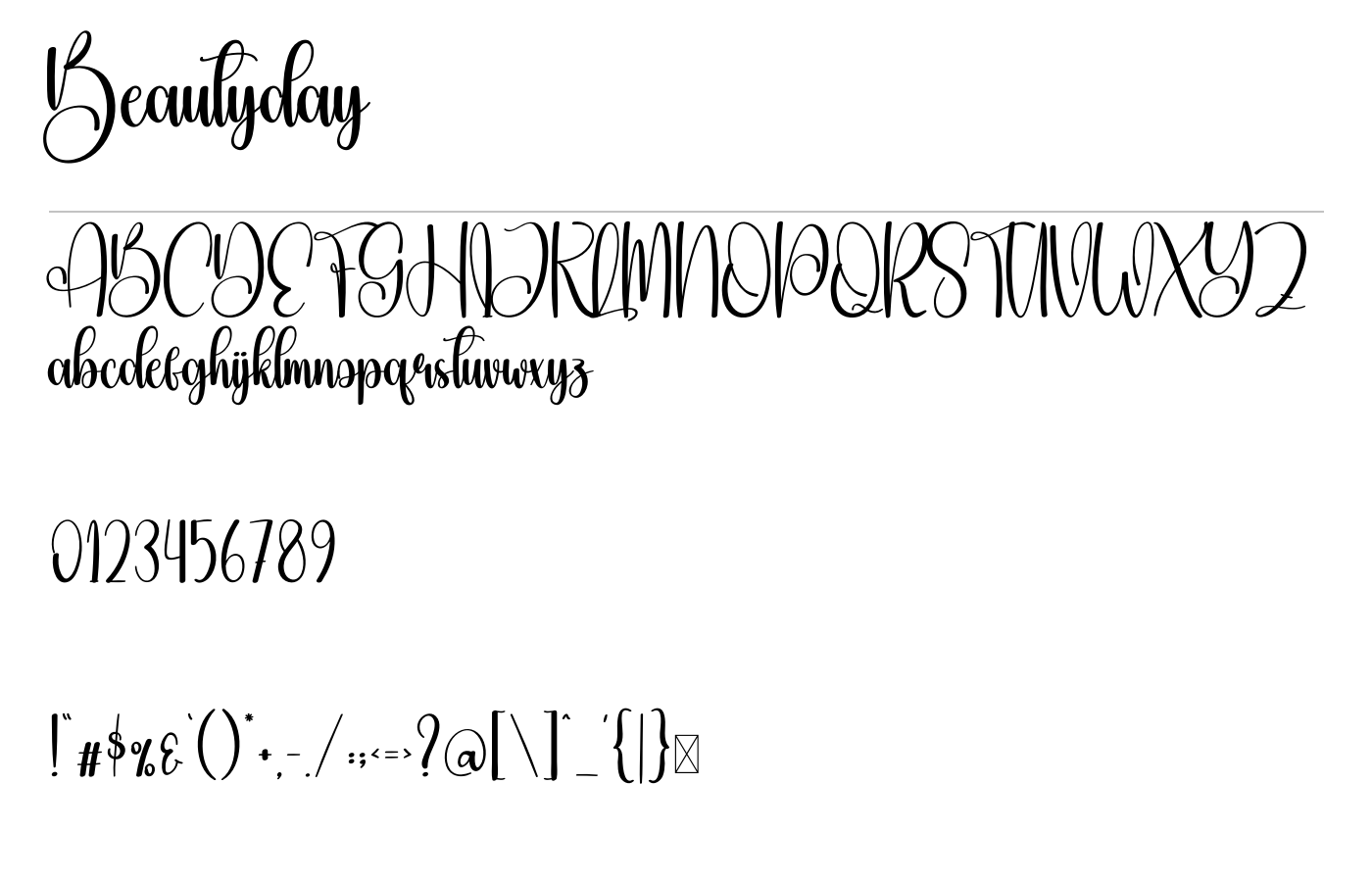 Beautyday Font preview