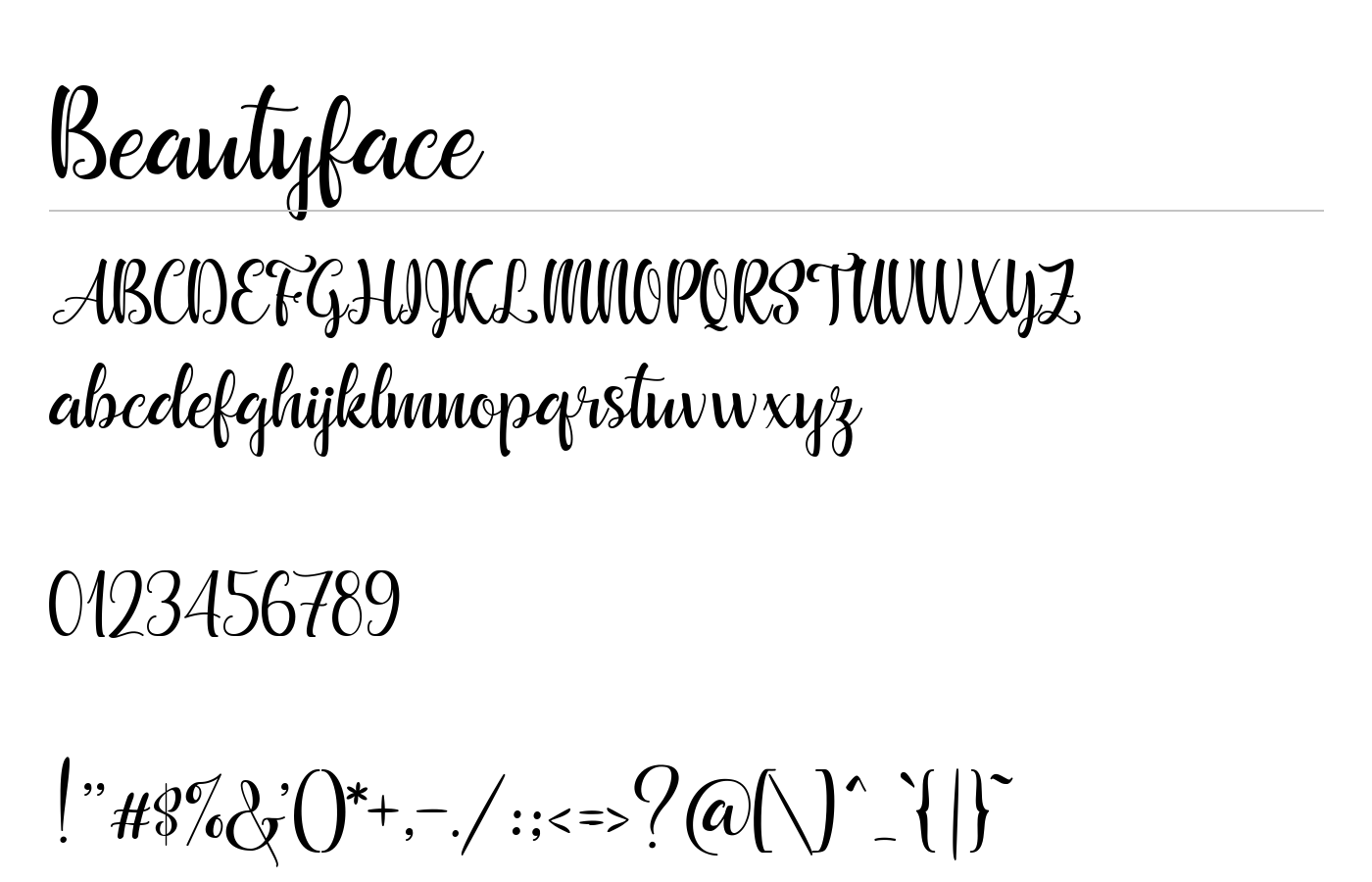 Beautyface Font preview
