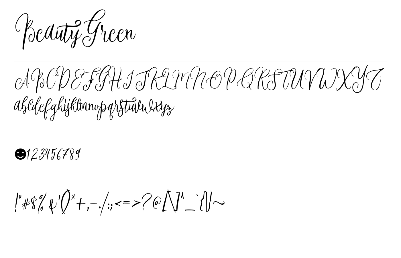 BeautyGreen Font preview