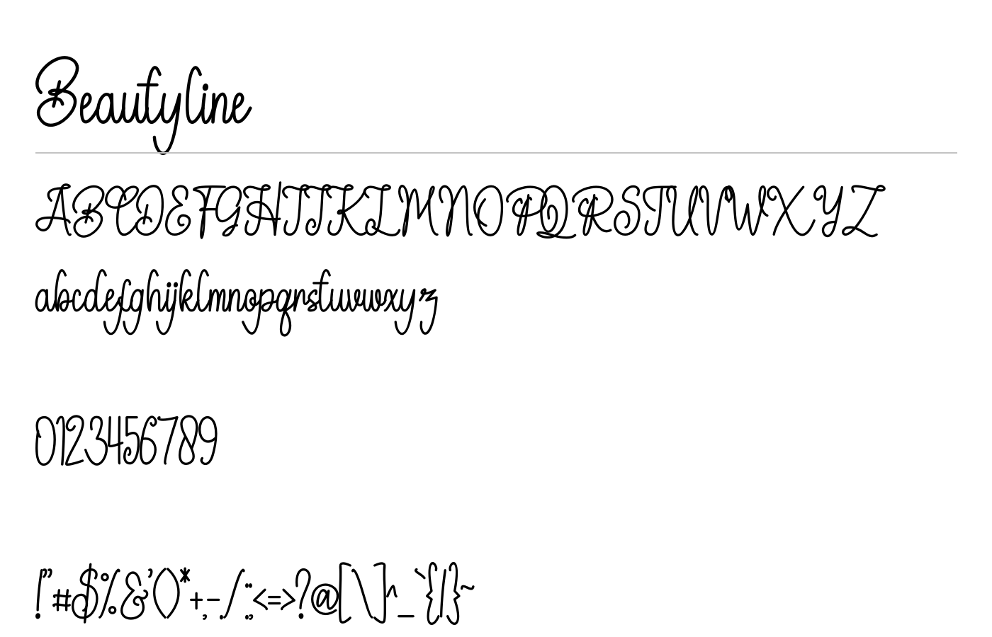 Beautyline Font preview