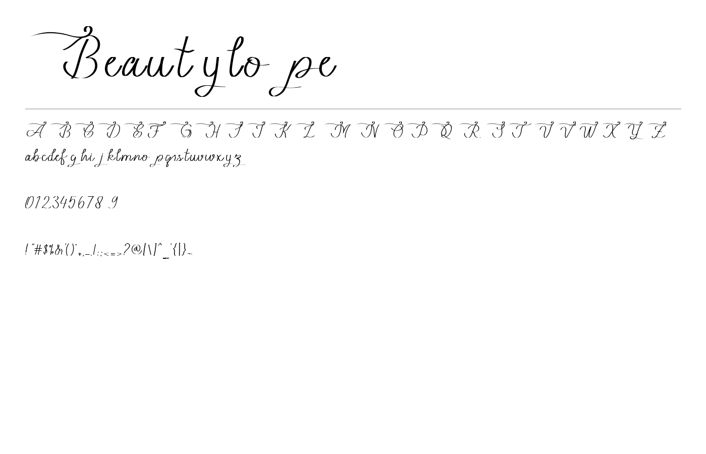 Beautylope Font preview