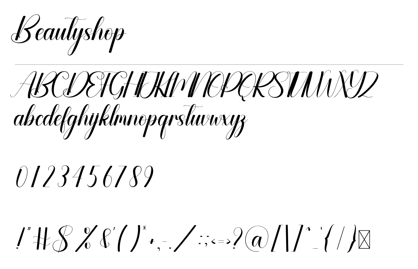 Beautyshop Font preview