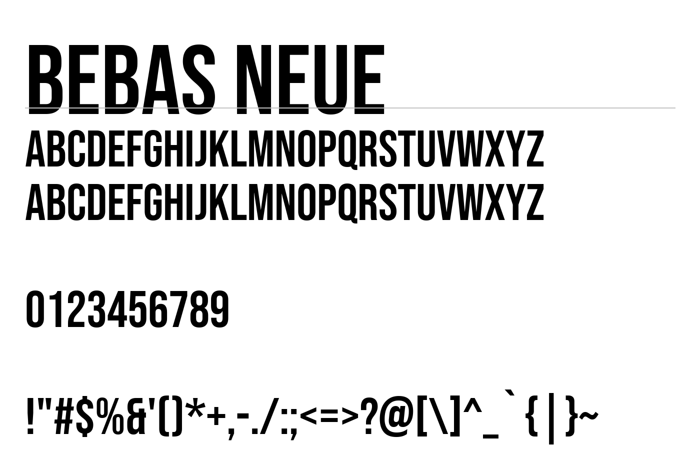 Bebas Neue Font preview