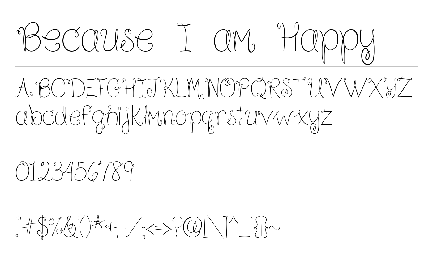 Because I am Happy Font preview