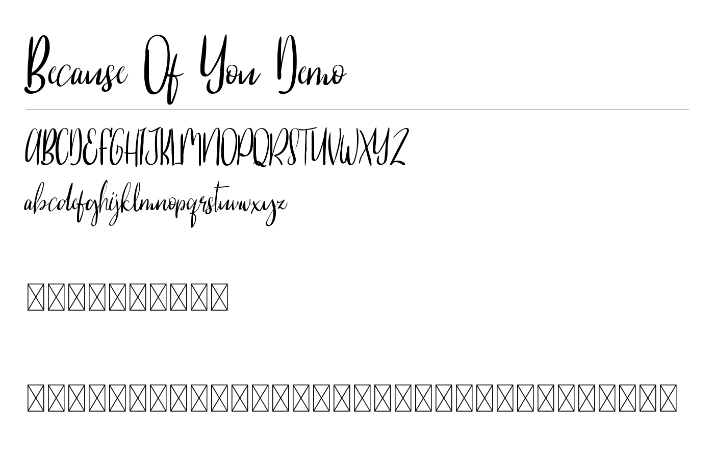 Because Of You Demo Font preview