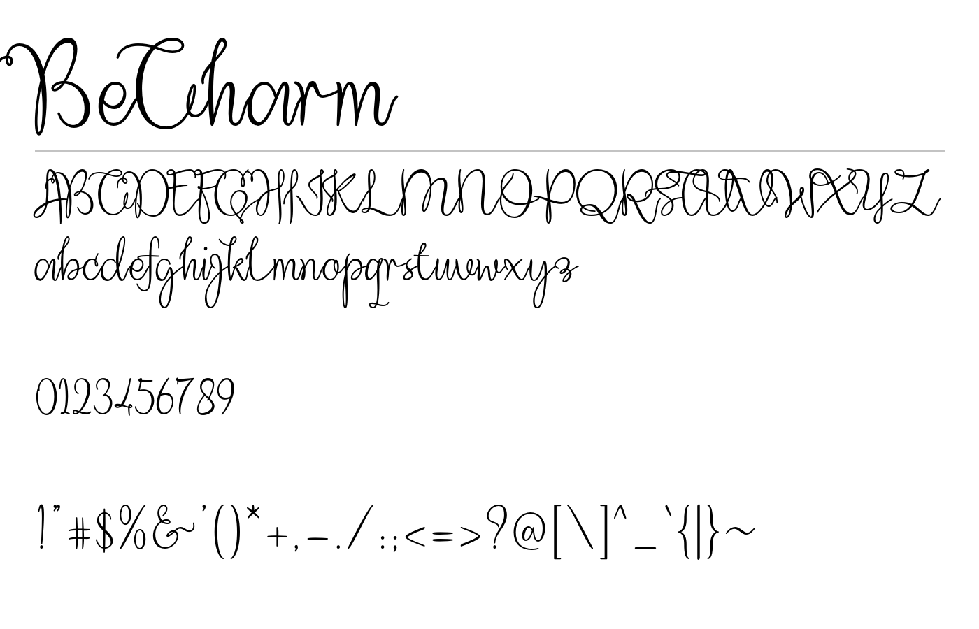 BeCharm Font preview