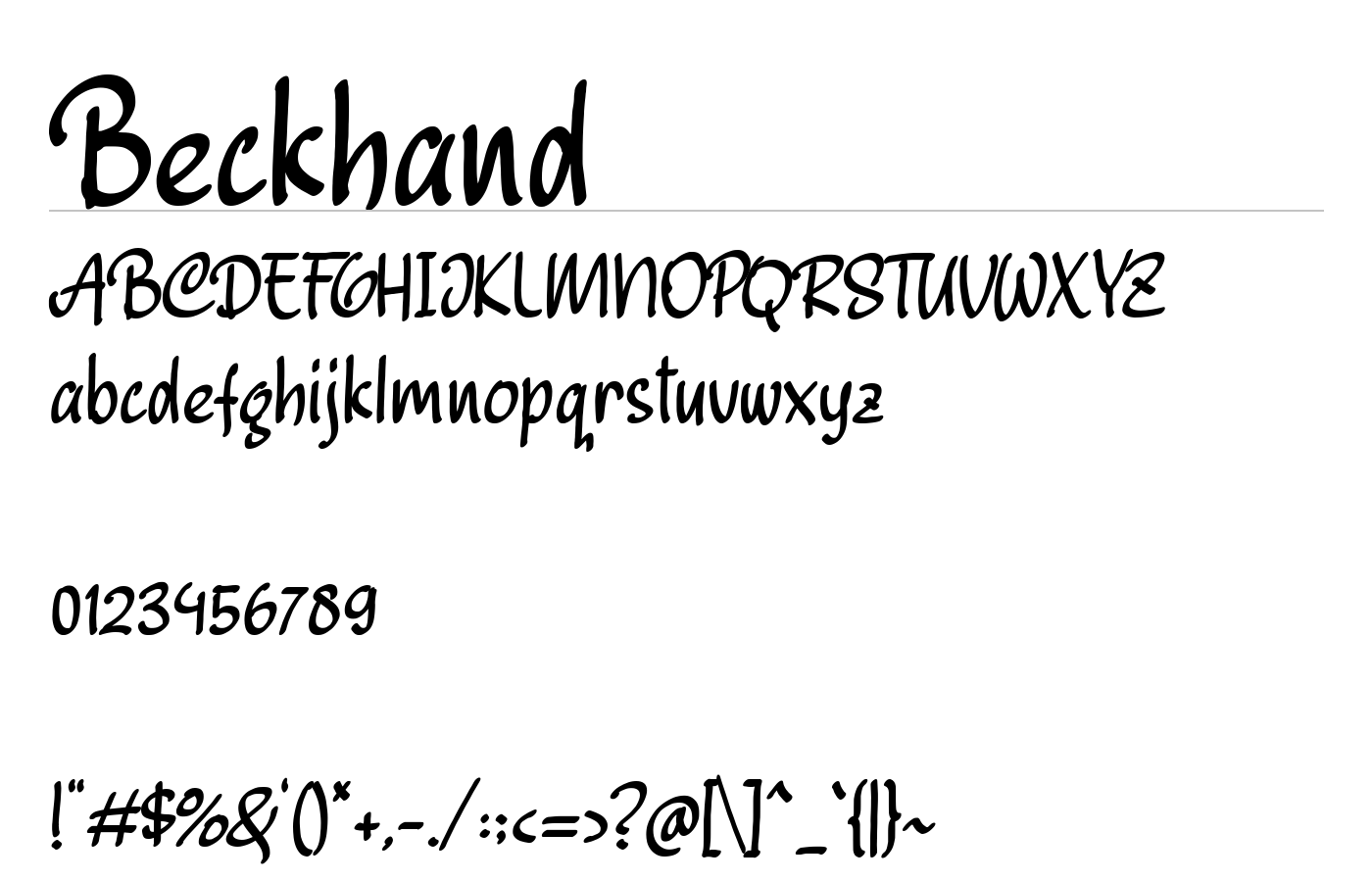 Beckhand Font preview