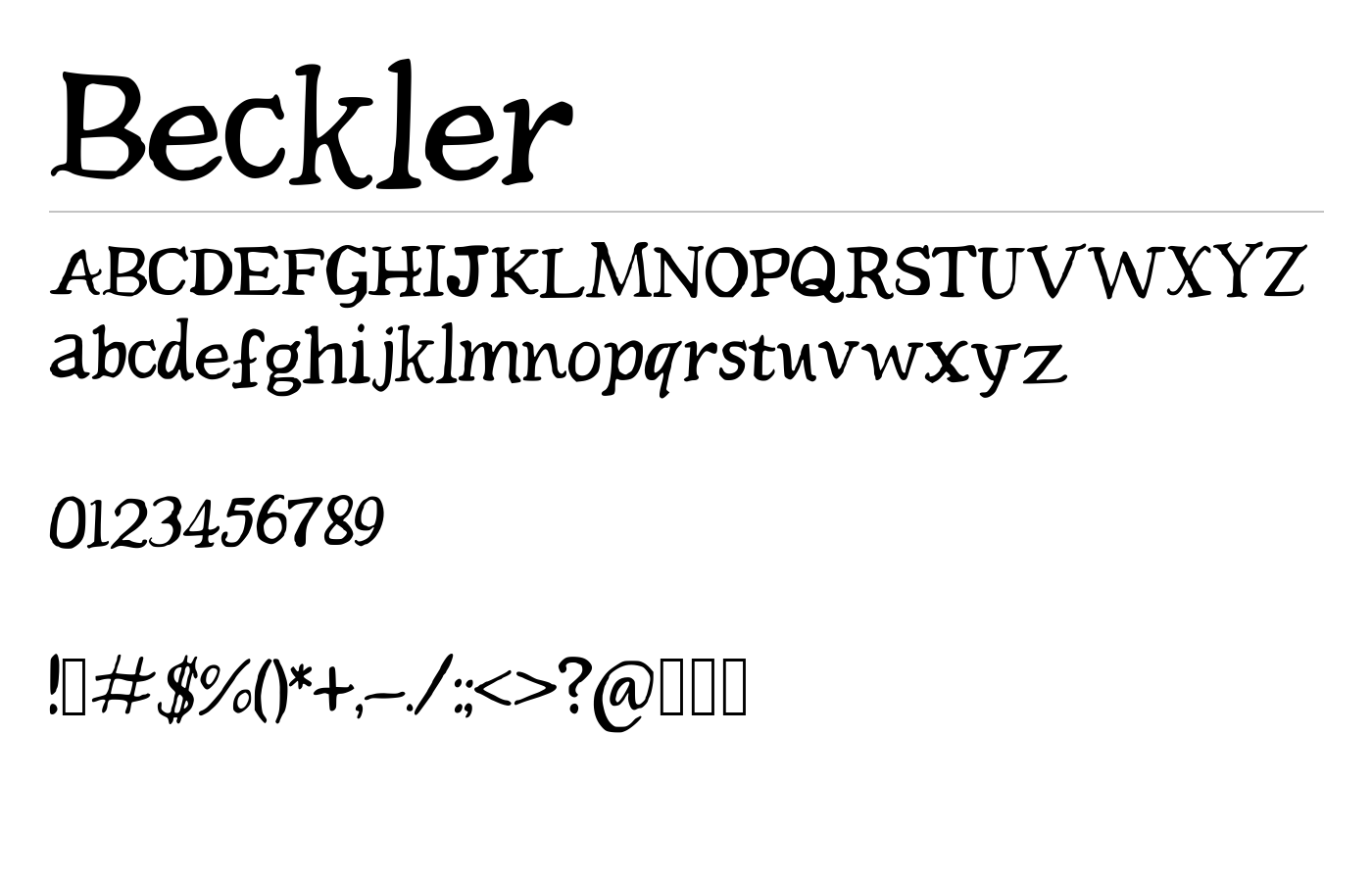 Beckler Font preview