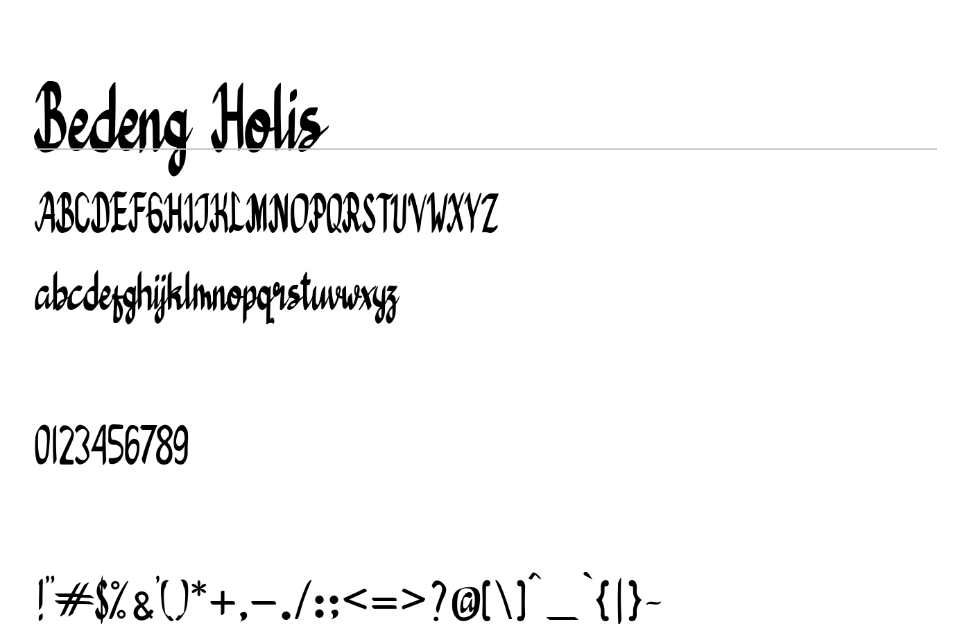 Bedeng Holis Font preview