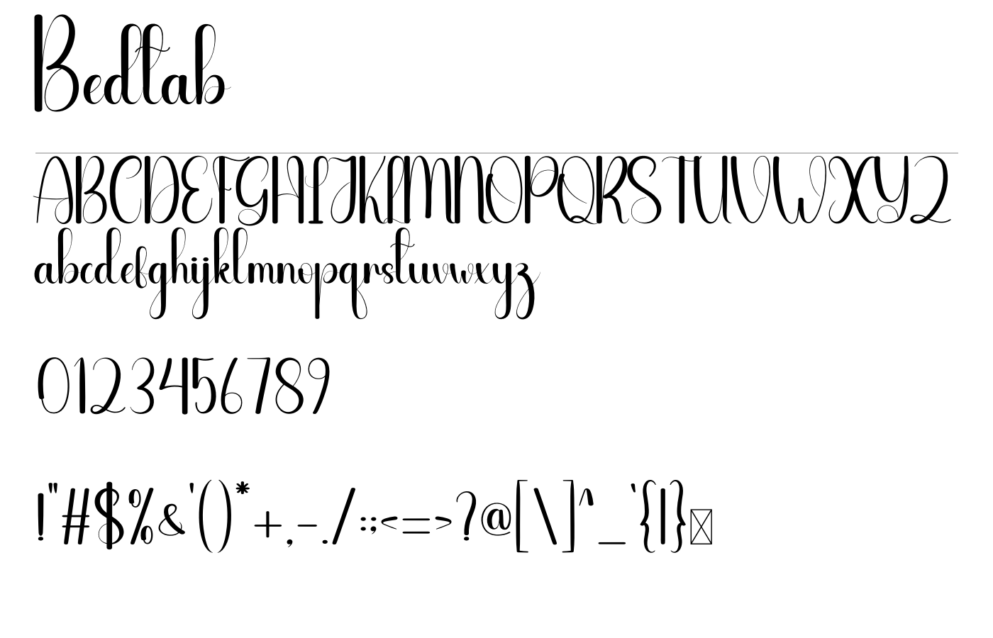 Bedtab Font preview