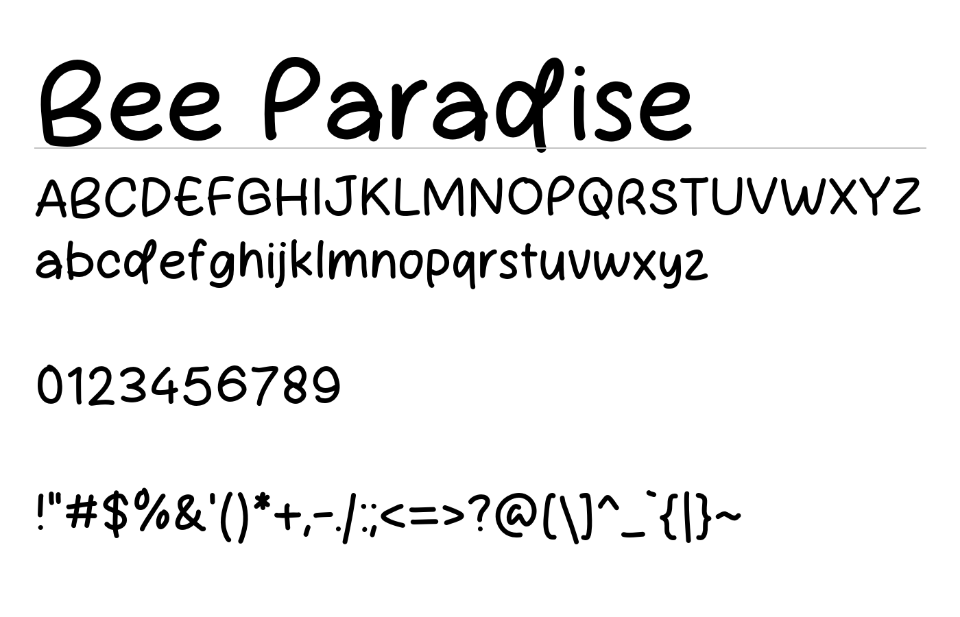 Bee Paradise Font preview