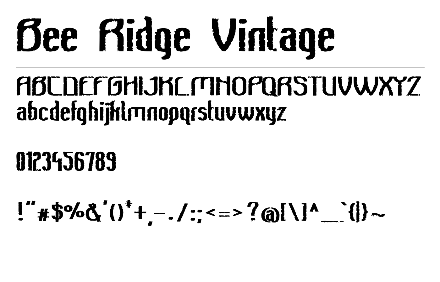 Bee Ridge Vintage Font preview